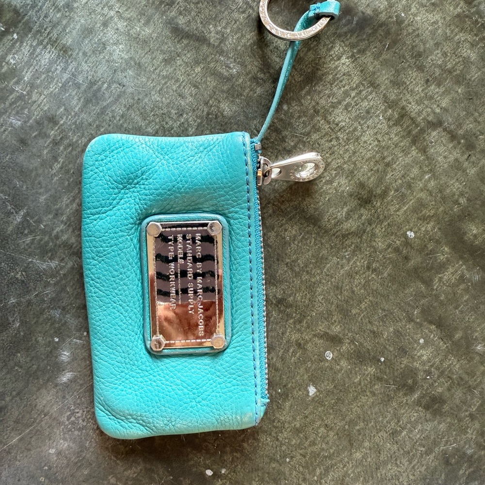 Marc by Marc Jacobs Turquoise Leather keychain wallet